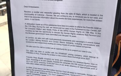 Carta a la Embajada de los Estados Unidos Mexicanos en el Reino Unido